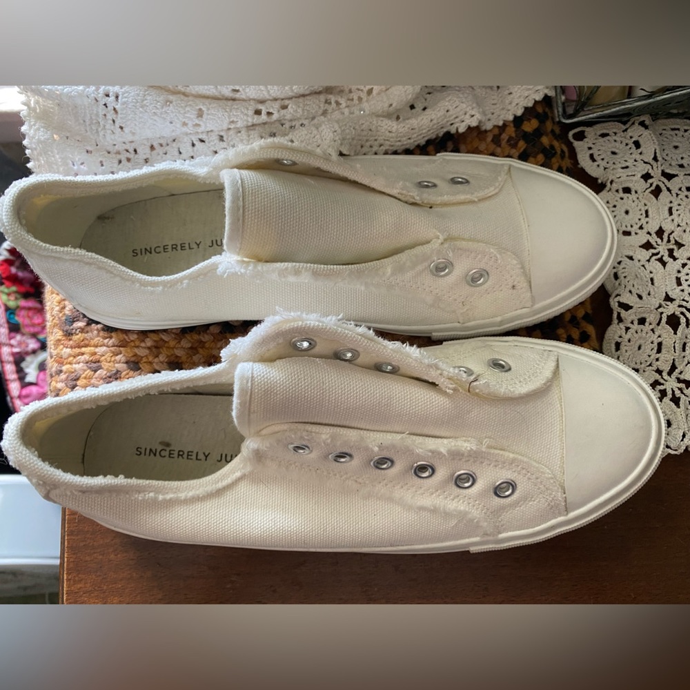 White canvas shoes.